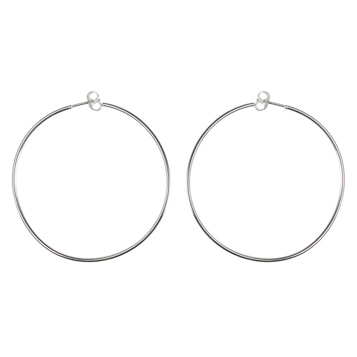 60mm Earhoop with Post & Scroll Sterling Silver (STS)
