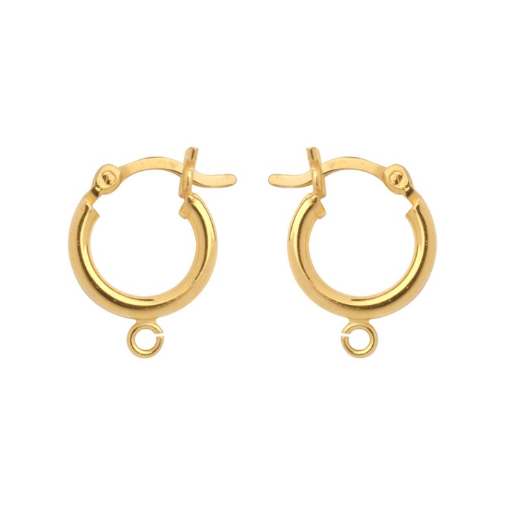 12mm Hinged Earhoop with Loop Gold Plated STS Vermeil (Extra Durable)