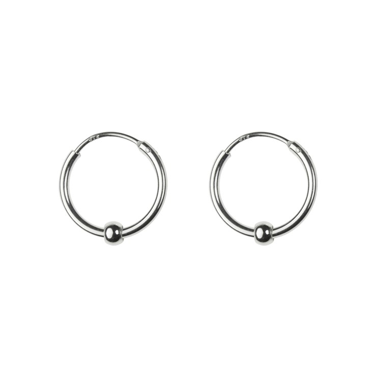 18mm Earhoop with 4mm Bead Sterling Silver (STS)