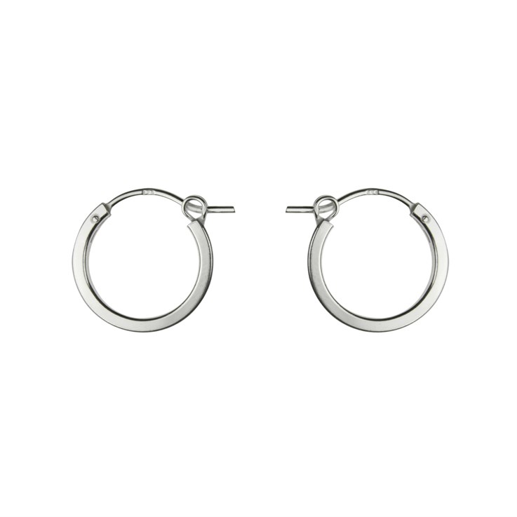 18mm Flat Edged Earhoop with Hinged Fastener Sterling Silver (STS)