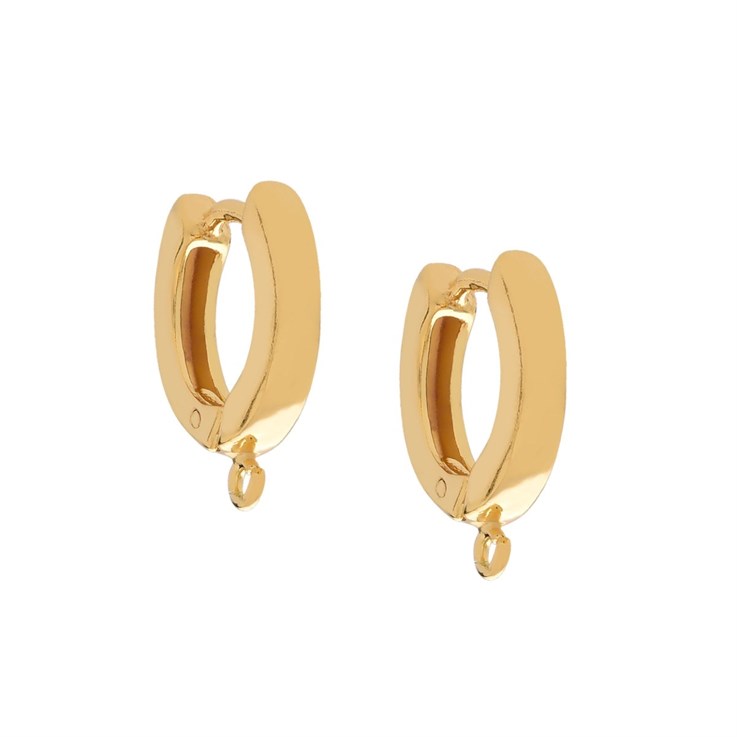 12mm Heavy Hinged Ear Hoop with Open Ring Gold Plated Sterling Silver Vermeil