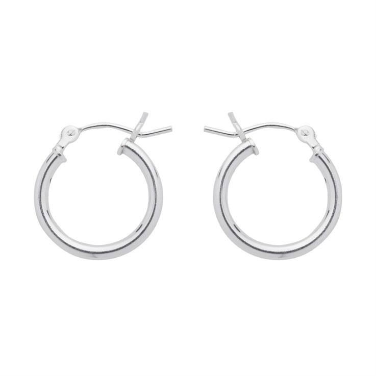 15mm Hinged Earhoop With Round Wire Post Sterling Silver (STS)