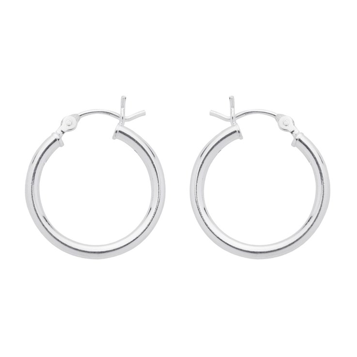 18mm Hinged Earhoop With Round Wire Post Sterling Silver (STS)