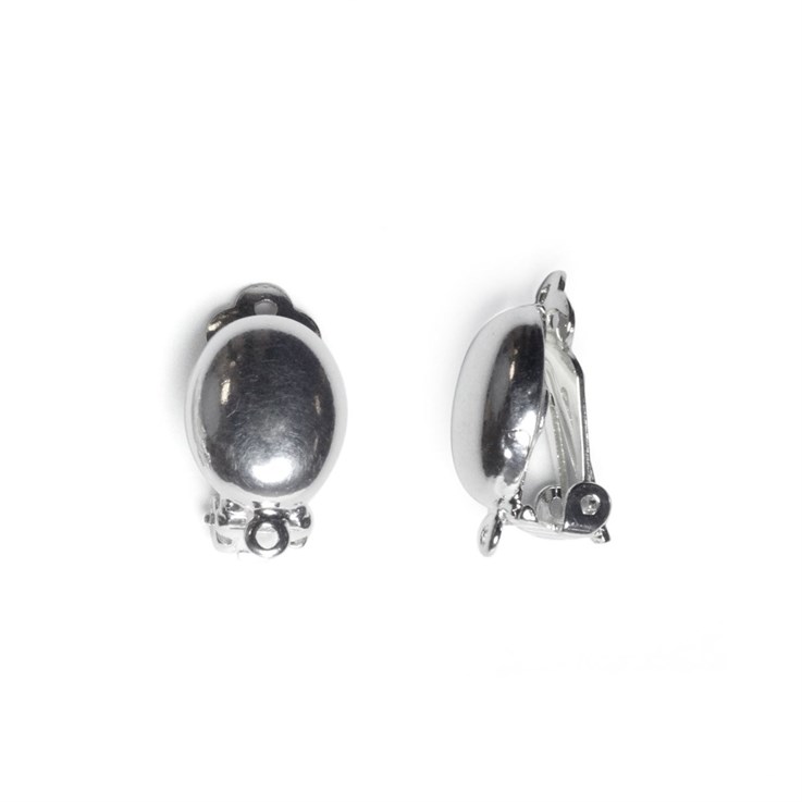 Superior Earclip with 13x10mm Oval Button & Loop Sterling Silver (STS)