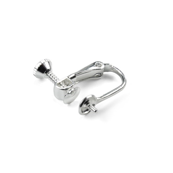 Earclip/Screw with 5mm Cup and 1mm Prong Silver Plated