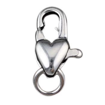 Heart Trigger Catch Clasp 12mm with 5mm Jump Ring Sterling Silver (STS)