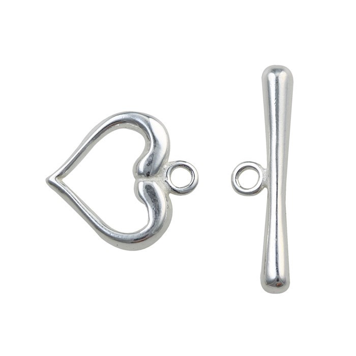 Heart Shape 15mm Toggle Bar  Clasp Sterling Silver (STS)