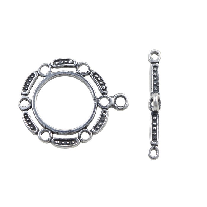 Fancy Round Toggle Bar  Clasp 18mm Sterling Silver (STS)