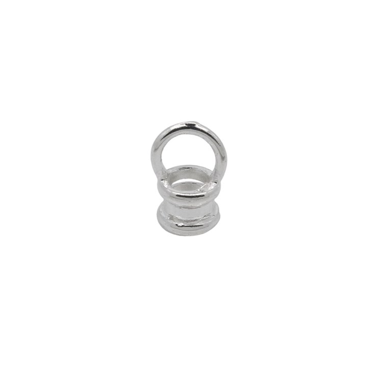 Heavy End Crimp with Ring 12mm High & 4mm Hole Sterling Silver (STS)