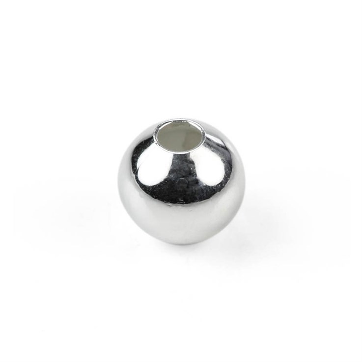 Plain round shape Bead 6mm with 1.8mm Hole ECO Sterling Silver (STS)
