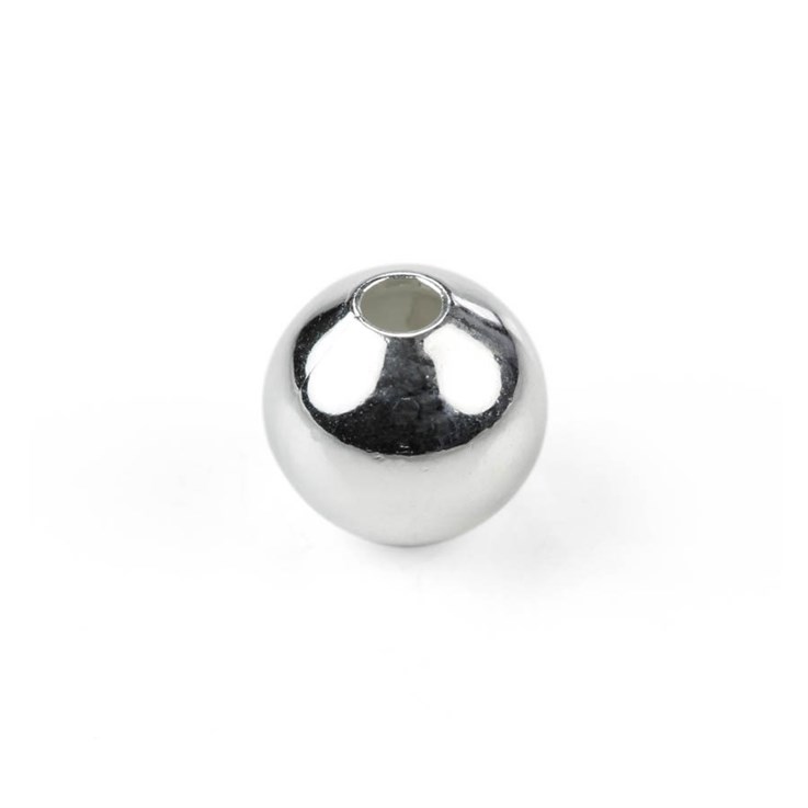 Hand Made Bead 6mm round with 1.25mm hole Sterling Silver (STS)