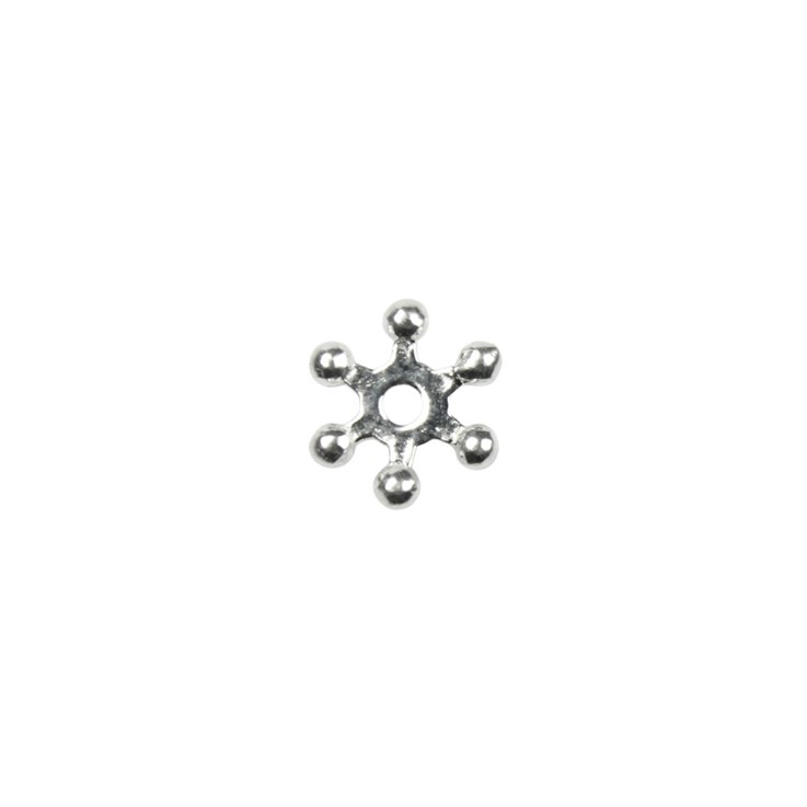6mm Snowflakes Spacer Bead with 1.2mm Hole Sterling Silver (STS)