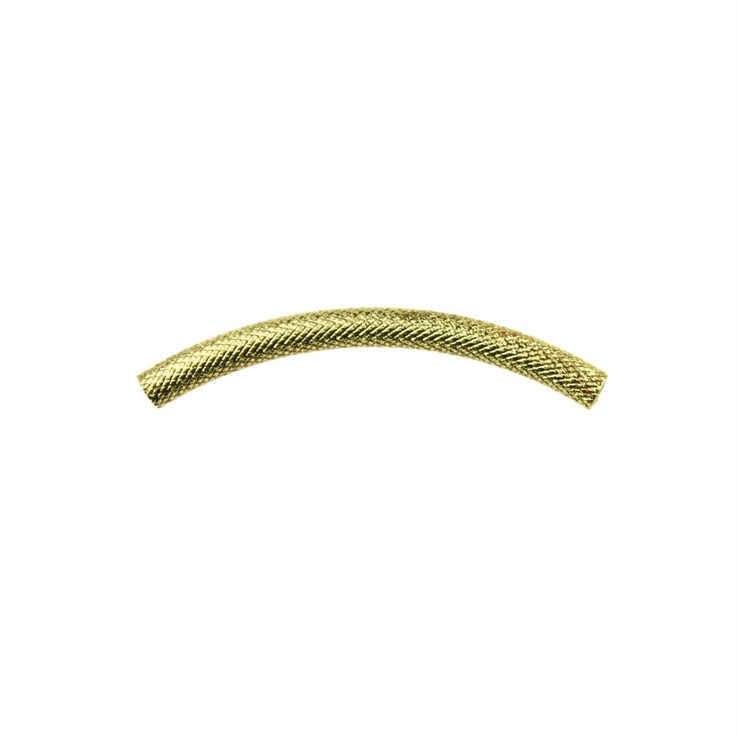 Curved Noodle Tube Bead 3x34mm Textured Gold Plated (GP)