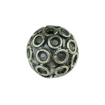 Antiqued Fancy Bead 7mm dia Sterling Silver (STS)