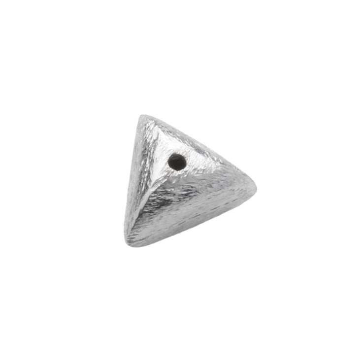 8mm Bicone Triangle Shaped Bead Scratch Sterling Silver