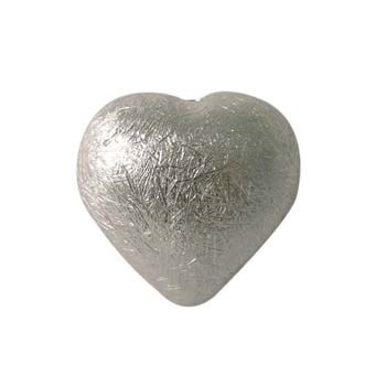 Scratch Heart shaped Bead Medium 13x14mm Sterling Silver (STS)