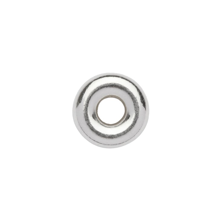 6mm Shiny rondel shaped Bead 2.1mm Hole ECO Sterling Silver (STS)