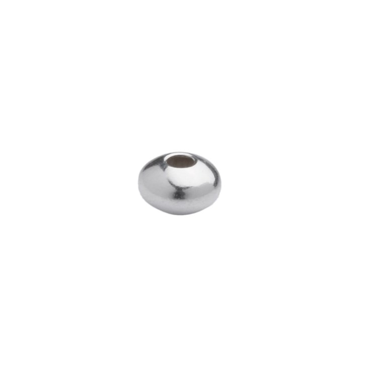 4mm Shiny Saucer shaped Bead 1.4mm Hole ECO Sterling Silver (STS)