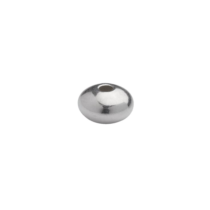 6mm Shiny Saucer shaped Bead 1.8mm Hole ECO Sterling Silver (STS)