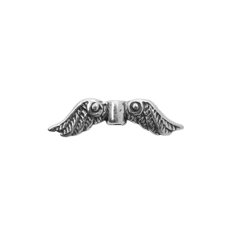 Antiqued Angel Wings Bead 22x6mm (Vertical Drilled) Sterling Silver (STS)