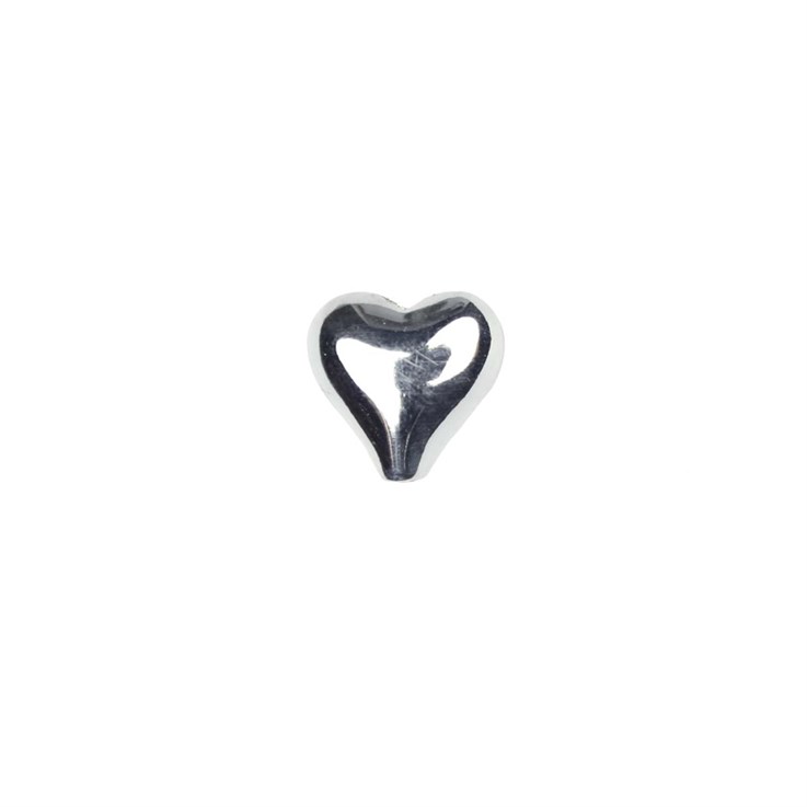 Puff Heart shaped Bead 9mm (Vertical Drilled) Sterling Silver (STS)