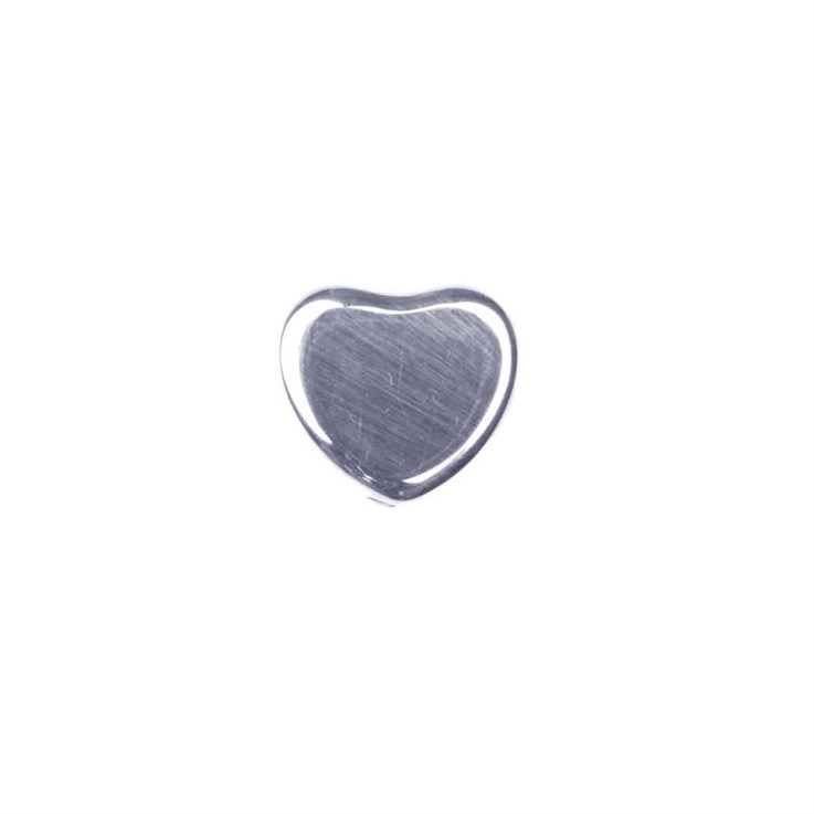 Heart shaped Bead 10mm (Vertical Drilled) Sterling Silver (STS)