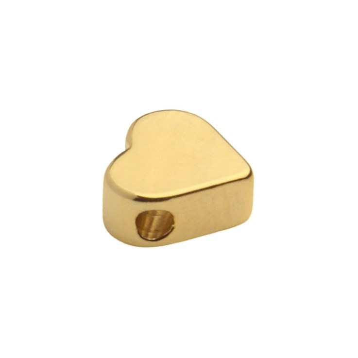 Superior Heart Shape Bead 7x6mm (Horizontal Drilled) Gold Plated