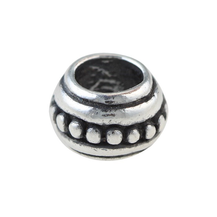 Sterling Silver (STS) Shaped Charm Bead Small Studded Design 5x8mm