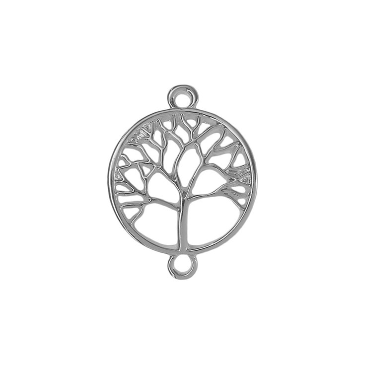 23mm Tree of Life Connector Charm Silver Plated