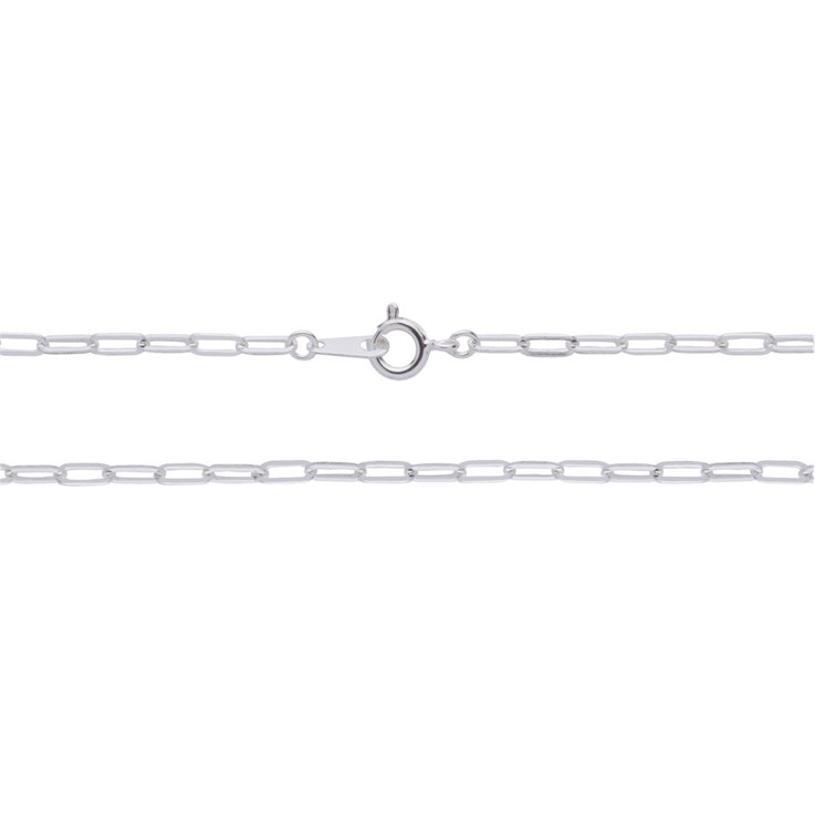 18" Rectangular Trace Finished Necklace Chain Silver Plated