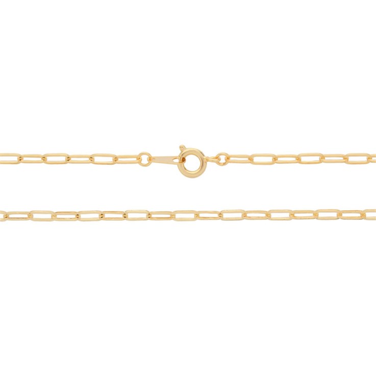 18" Rectangular Trace Finished Necklace Chain Gold Plated