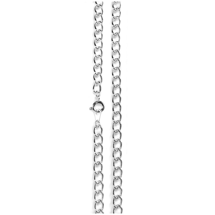 18" Elongated Curb Chain Finished Necklace Silver Plated