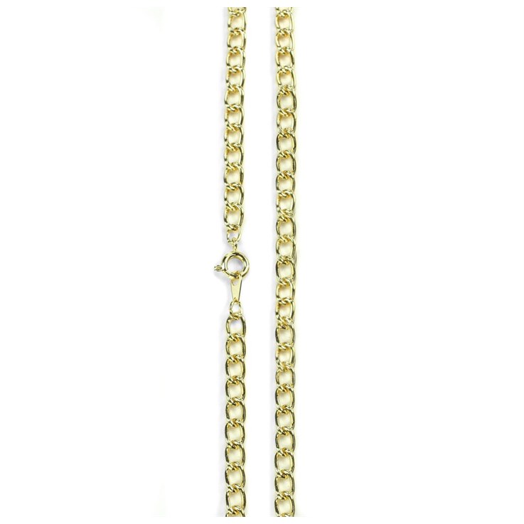 18" Elongated Curb Chain Finished Necklace Gold Plated