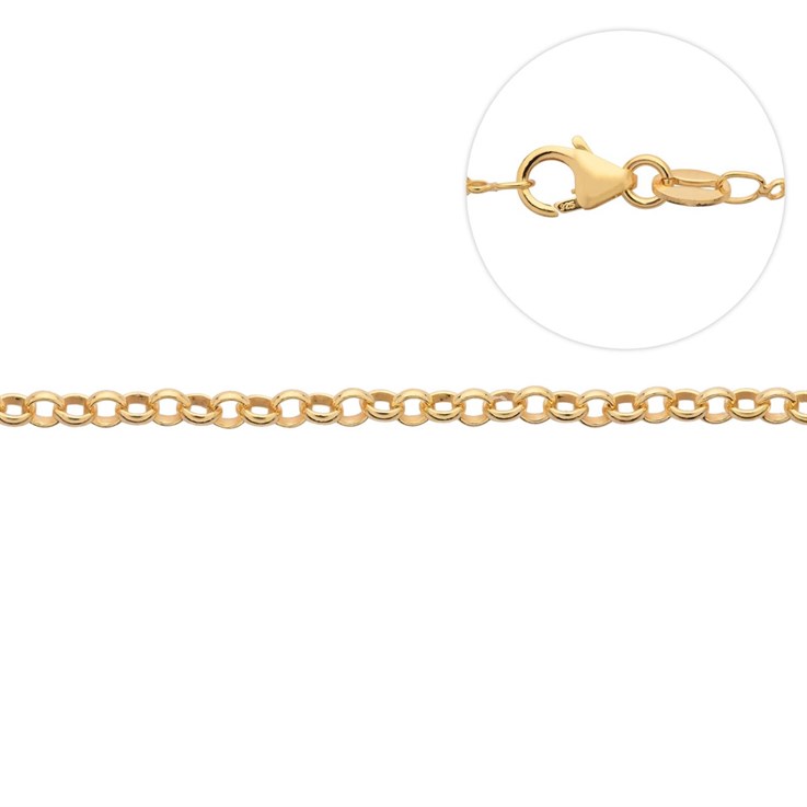16" Belcher Chain 1.65mm round link  with Trigger Clasp Gold Plated ECO Sterling Silver Vermeil (Anti Tarnish)
