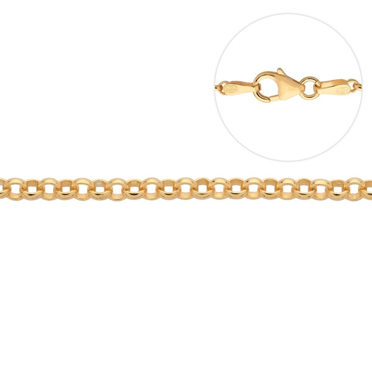 18" Heavy Belcher Chain with Trigger Clasp wire dia 0.35mm Gold Plated ECO Sterling Silver (STS) Vermeil (Anti Tarnish)