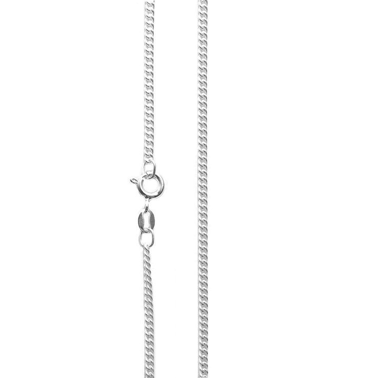22" Curb Chain wire dia 0.60mm with trigger clasp Sterling Silver Eco (STS) (Anti Tarnish)