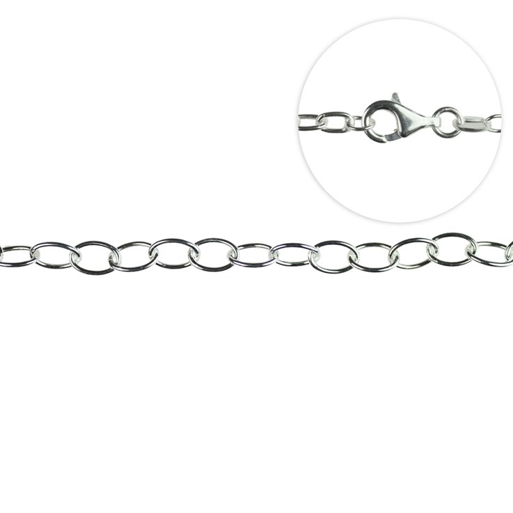 Superior Charm Bracelet (Oval Links) 7.5" Eco Sterling Silver (STS) (Anti Tarnish)