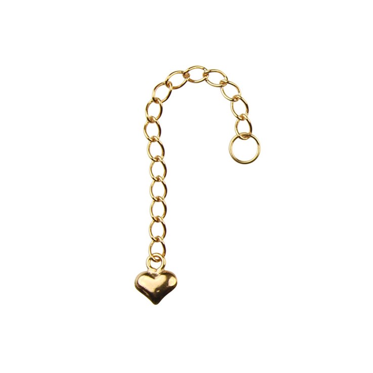 Extension Chain with Heart 2" Rose Gold Plated Vermeil Sterling Silver (Extra Durable)