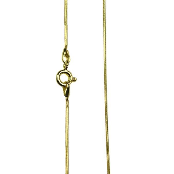 18" Superior Thin Round Snake Chain 1.10mm Diameter Gold Plated