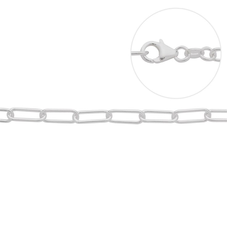 Superior Rectangle Trace Paperclip Chain 18" (Hallmarked) ECO Sterling Silver (Anti Tarnish)
