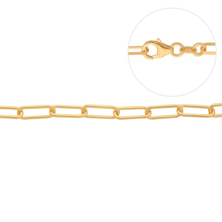 Superior Rectangle Trace Paperclip Chain 18" (Hallmarked) Gold Plated Vermeil ECO Sterling Silver