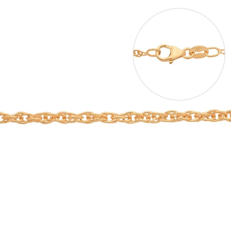 Superior 18" POW Rope wire dia 0.40mm Chain Gold Plated Vermeil ECO Sterling Silver (STS) (Anti Tarnish)