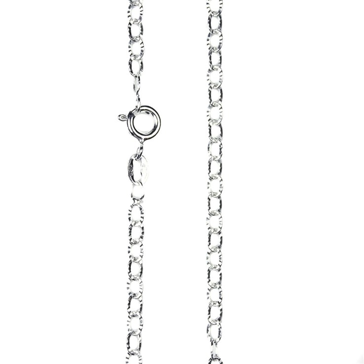 18" Superior Hammered Trace Chain with Pattern ECO Sterling Silver (STS)