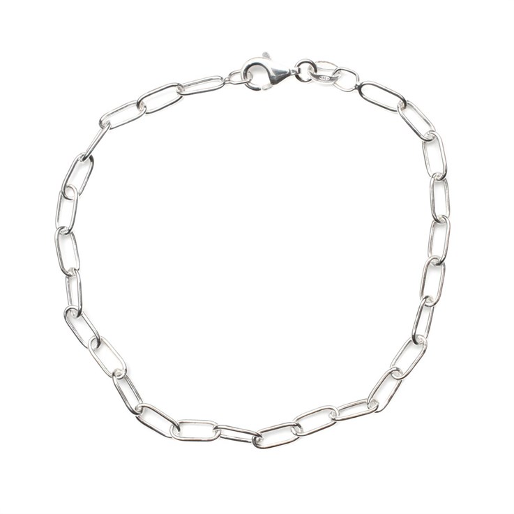 7.5" Superior Elongated Trace Bracelet (8x3mm) Links Eco Sterling Silver  (Anti Tarnish)
