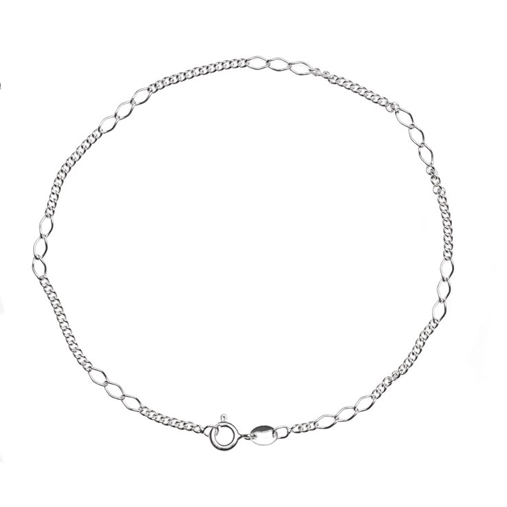 9" Superior Alternate Cable/Trace Chain Anklet Eco Sterling Silver  (Anti Tarnish)