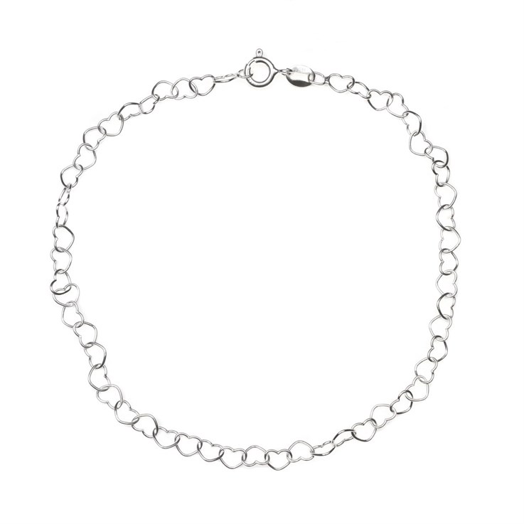 9" Superior Heart Links Chain Anklet ECO Sterling Silver  (Anti Tarnish)