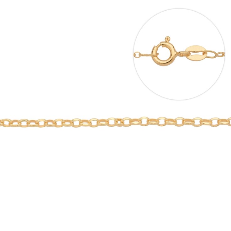 16" Superior Belcher Chain 1.60mm round link Diamond Cut with trigger clasp Gold Plated Eco Sterling Silver Vermeil (Anti Tarnish)