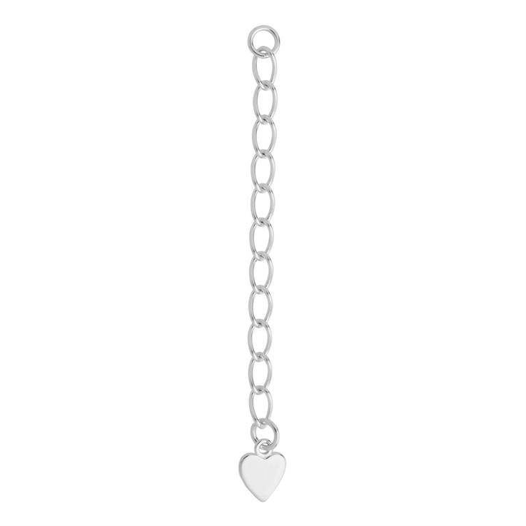 2" Extension Chain With Flat Heart Sterling Silver (STS)