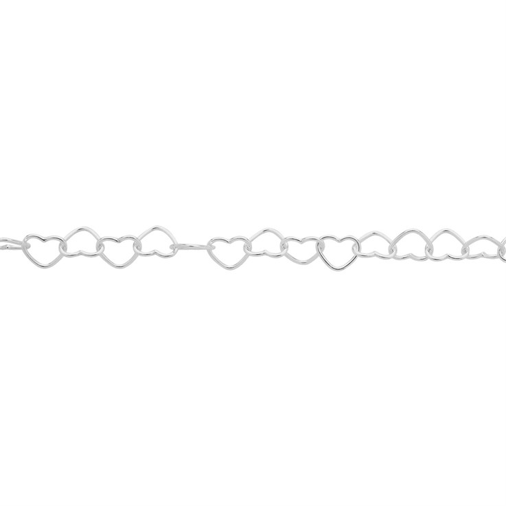Superior Heart Links Chain Loose by the Metre ECO Sterling Silver (Anti Tarnish)