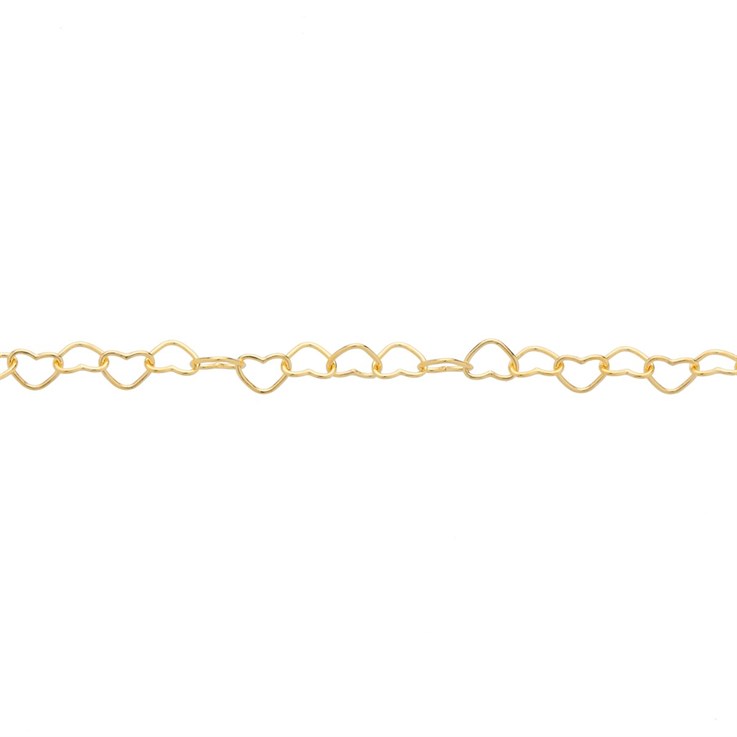 Superior Mini Heart Links Chain Loose by the Metre Gold Plated ECO Sterling Silver Vermeil (Anti Tarnish)
